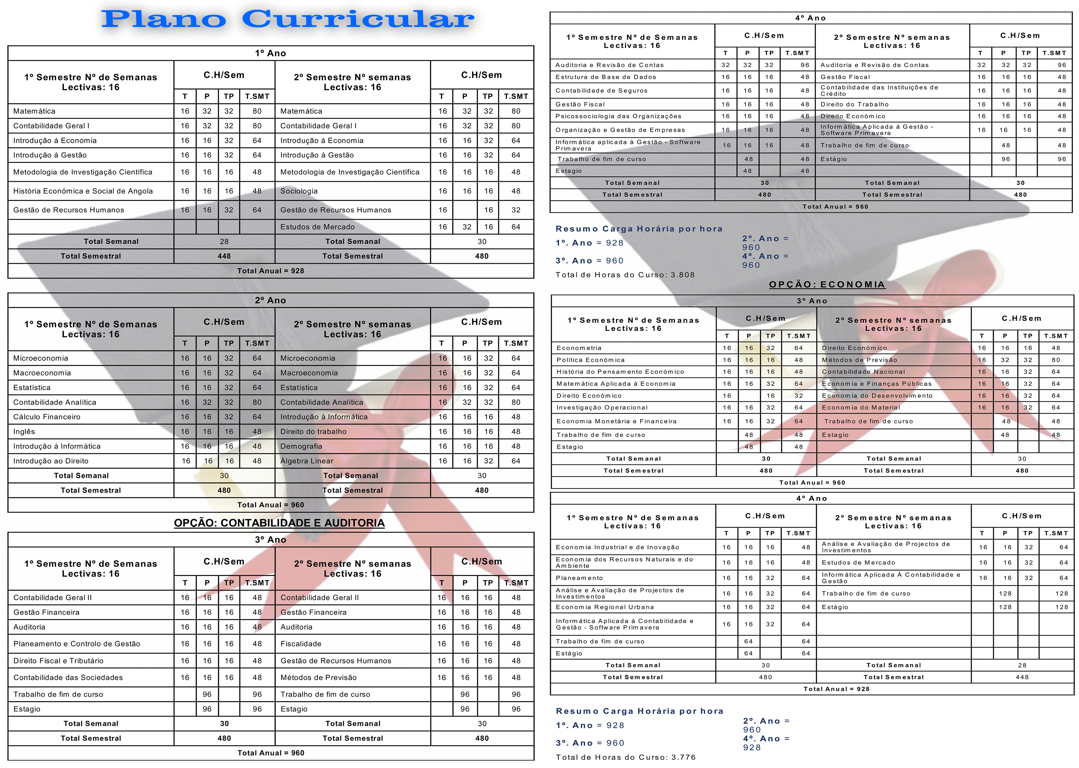 Plano curricular de Ciência Económicas Empresarias