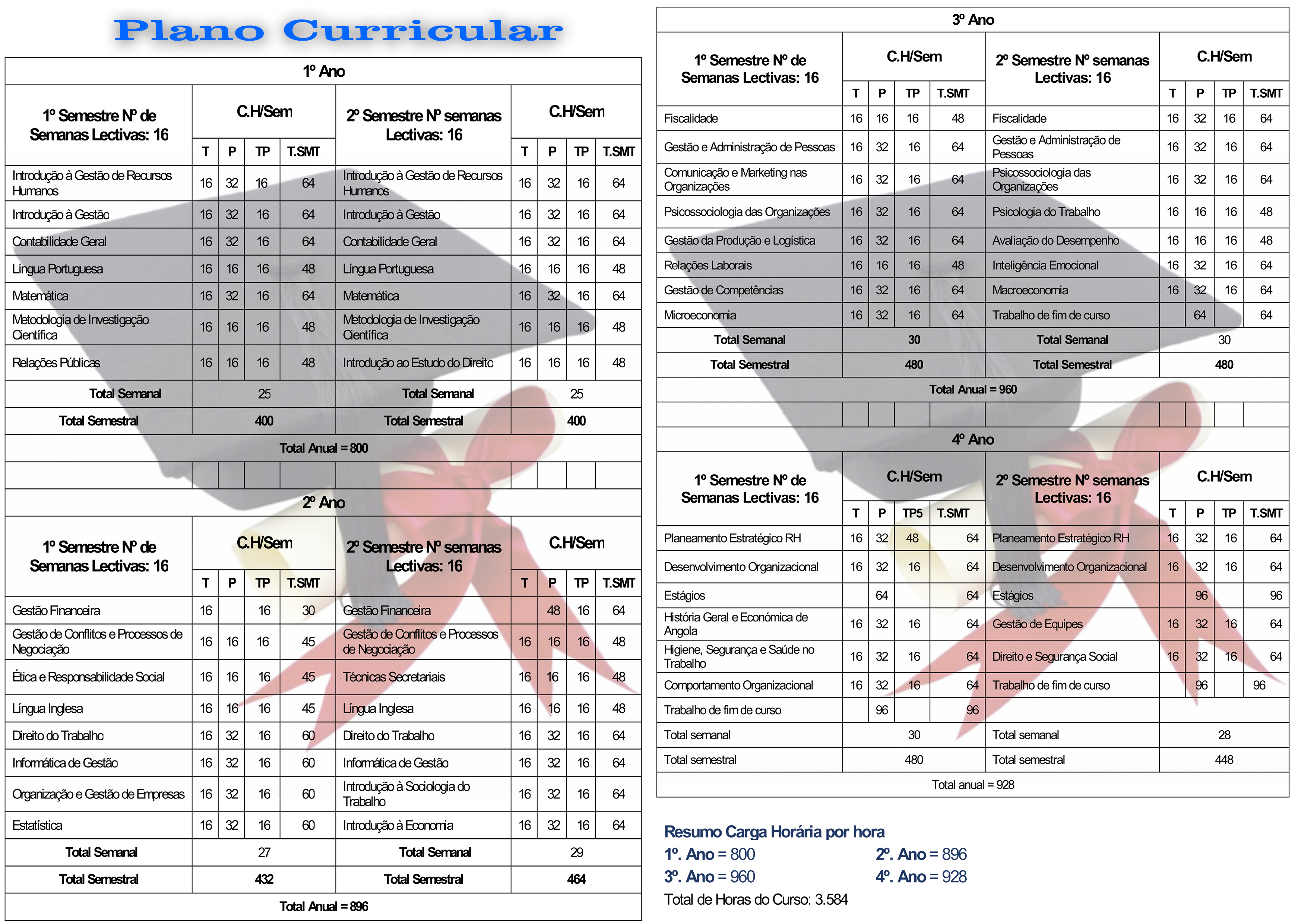 Plano curricular de Gestão de Recursos Humanos